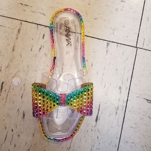 ANNA Clear Jelly Rainbow Rhinstone Sandal New